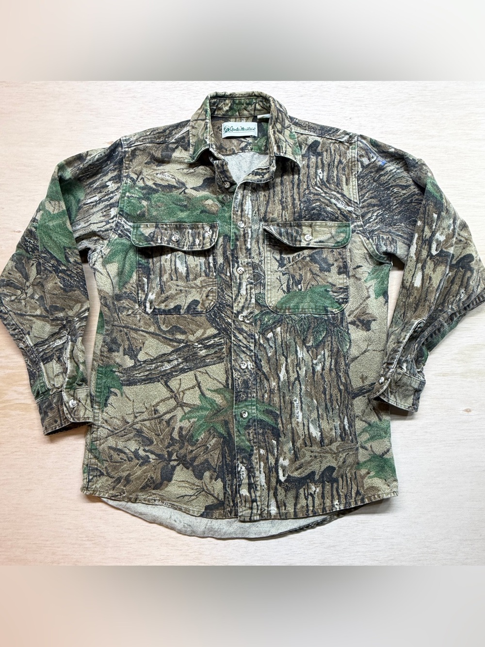 VTG Gander Mountain Realtree Camo Flannel Button Shirt Mens M Tall Made in USA